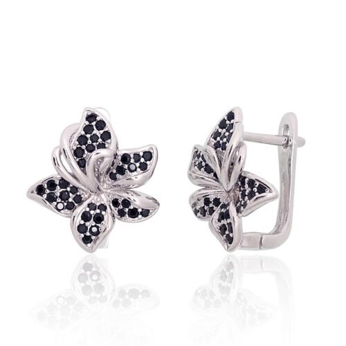 Silver earrings with 'english' lock with Zirkons