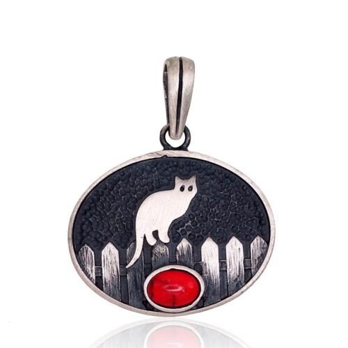 Silver pendant with Coral (Imitation)