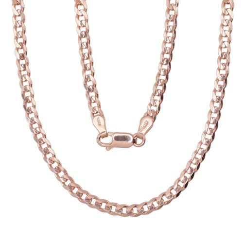 Silver chain Flat Curb 3.8 mm , diamond cut