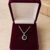 925 Sterling Silver Blue Cubic Zirconia Pendant Necklace