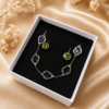 925 Sterling Silver Bracelet & Leverback Earrings Set with Colorful Cubic Zirconia