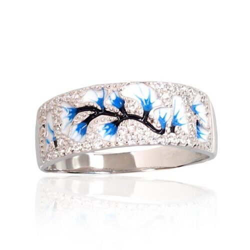 Silver ring with Zirkons , Jewelery enamel