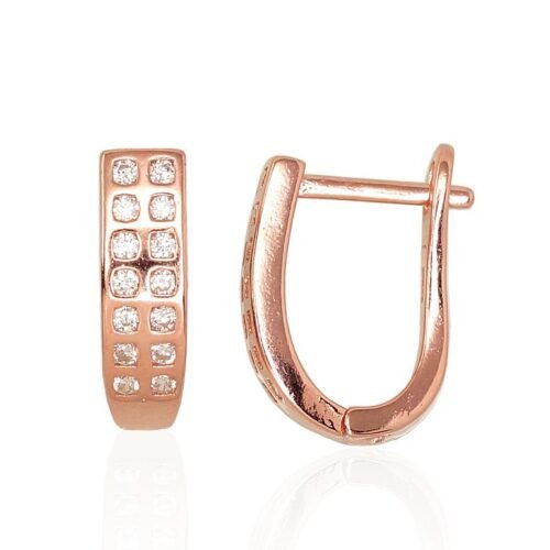 Silver earrings with 'english' lock with Zirkons