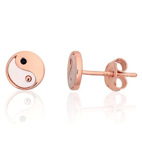 Silver stud earrings with Zirkons , Mother-of-pearl