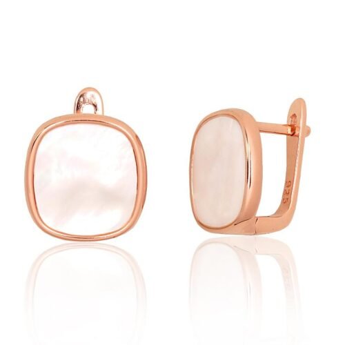 Silver earrings with 'english' lock with Mother-of-pearl