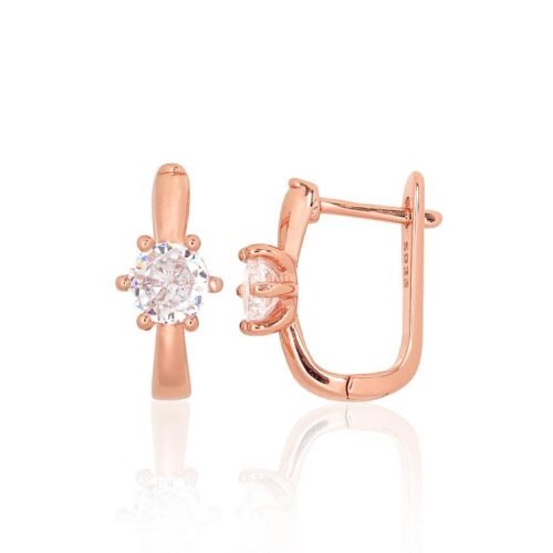 Silver earrings with 'english' lock with Zirkons