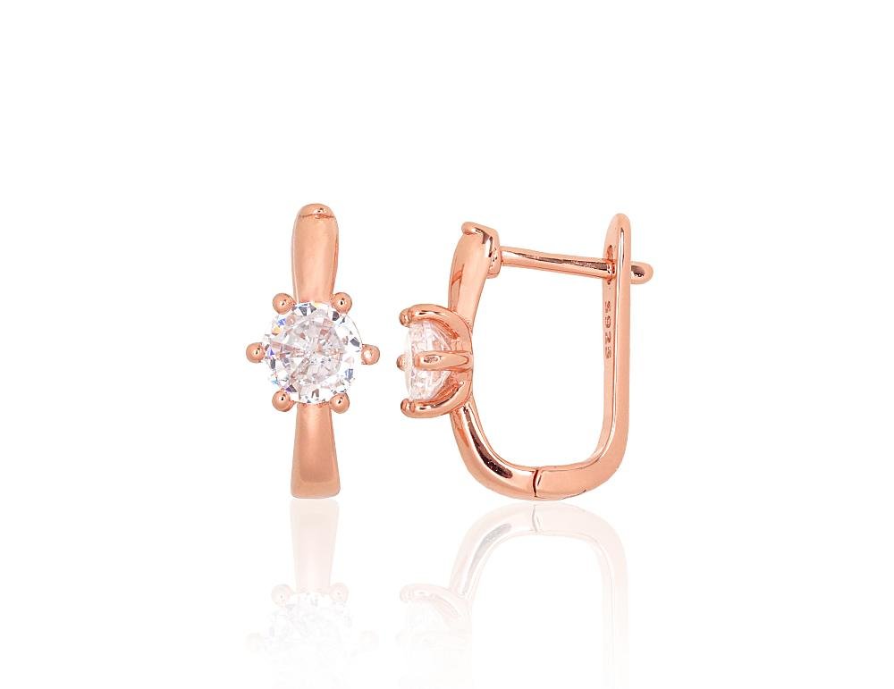 Silver earrings with 'english' lock with Zirkons