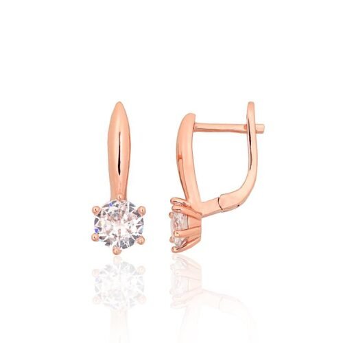 Silver earrings with 'english' lock with Zirkons