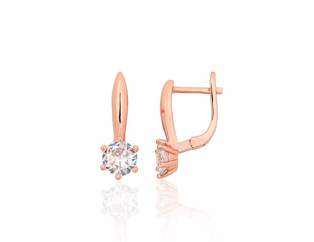 Silver earrings with 'english' lock with Zirkons