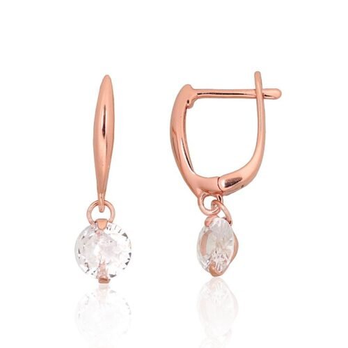 Silver earrings with 'english' lock with Zirkons