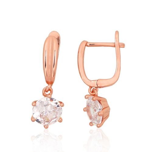 Silver earrings with 'english' lock with Zirkons