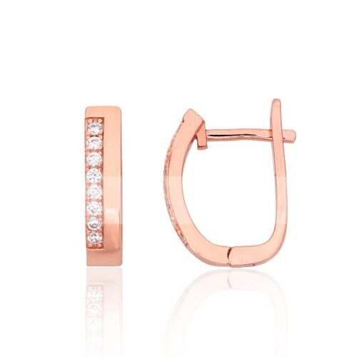 Silver earrings with 'english' lock with Zirkons