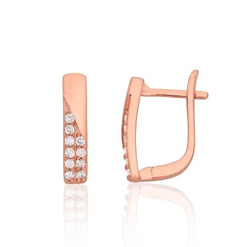 Silver earrings with 'english' lock with Zirkons