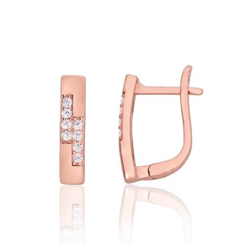 Silver earrings with 'english' lock with Zirkons
