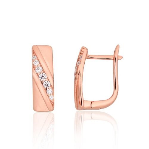 Silver earrings with 'english' lock with Zirkons