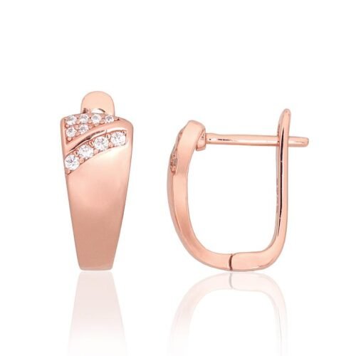 Silver earrings with 'english' lock with Zirkons