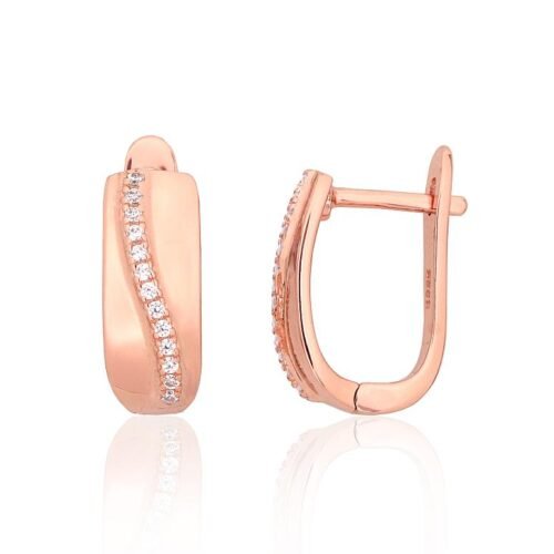 Silver earrings with 'english' lock with Zirkons