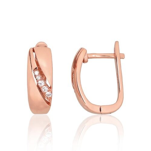 Silver earrings with 'english' lock with Zirkons