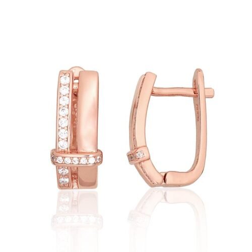 Silver earrings with 'english' lock with Zirkons