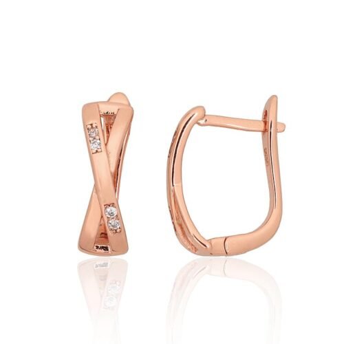 Silver earrings with 'english' lock with Zirkons