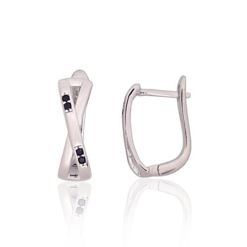 Silver earrings with 'english' lock with Zirkons
