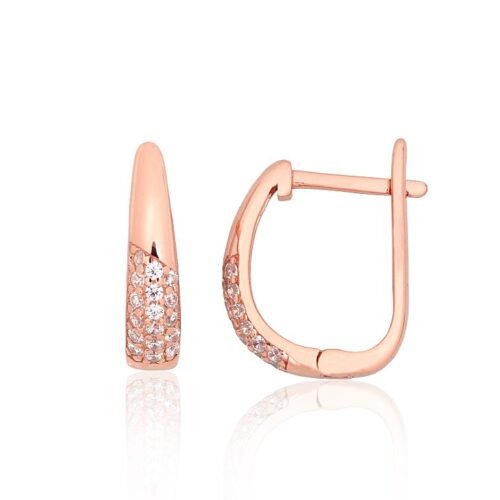 Silver earrings with 'english' lock with Zirkons