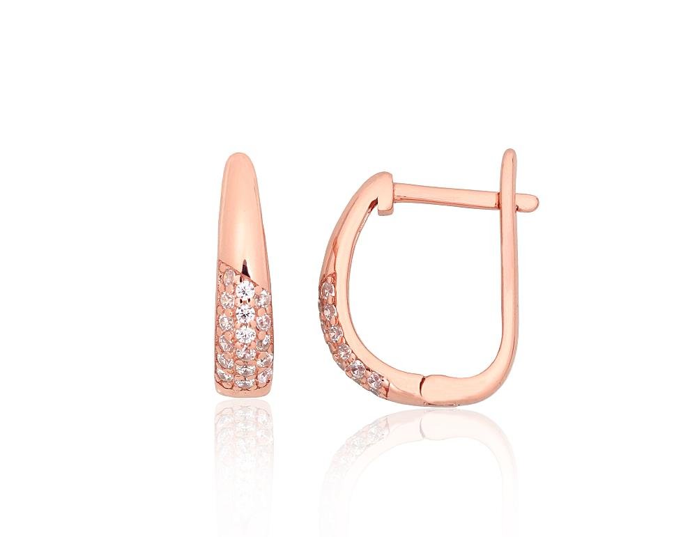 Silver earrings with 'english' lock with Zirkons