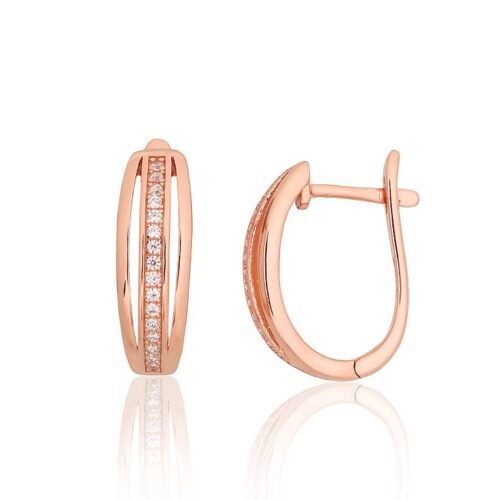 Silver earrings with 'english' lock with Zirkons