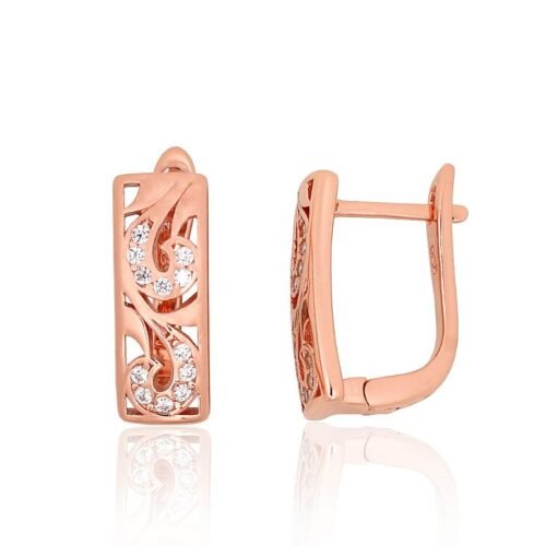Silver earrings with 'english' lock with Zirkons