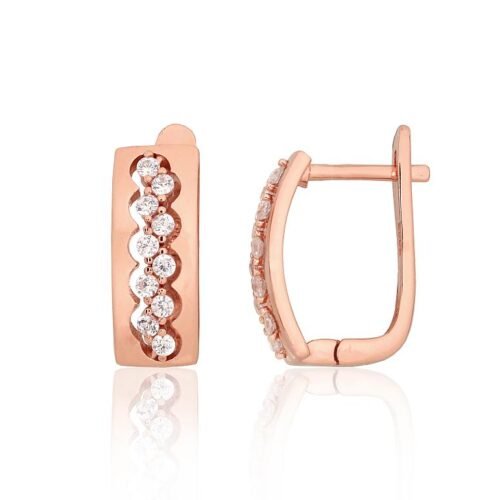 Silver earrings with 'english' lock with Zirkons