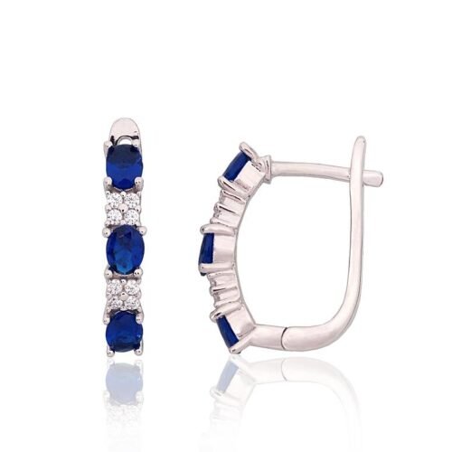Silver earrings with 'english' lock with Zirkons