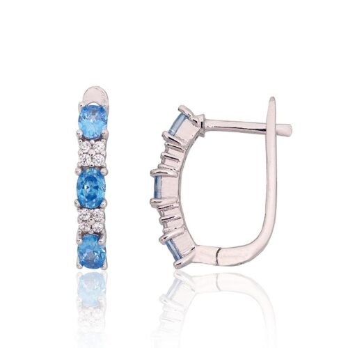 Silver earrings with 'english' lock with Zirkons