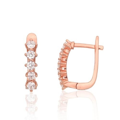 Silver earrings with 'english' lock with Zirkons