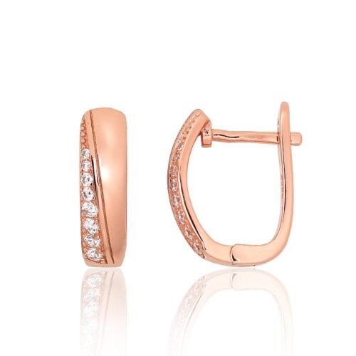 Silver earrings with 'english' lock with Zirkons