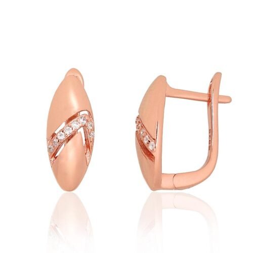Silver earrings with 'english' lock with Zirkons