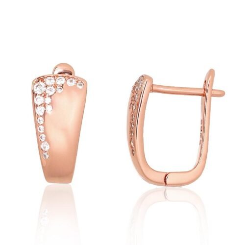 Silver earrings with 'english' lock with Zirkons