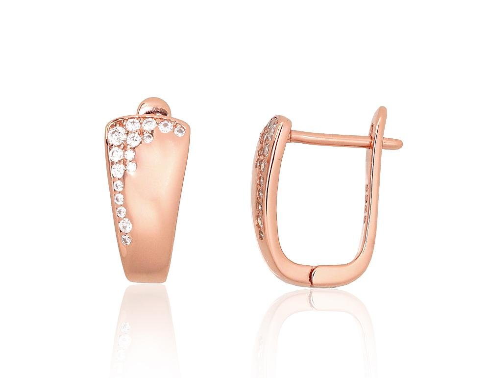 Silver earrings with 'english' lock with Zirkons