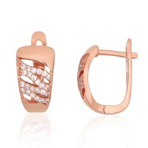 Silver earrings with 'english' lock with Zirkons