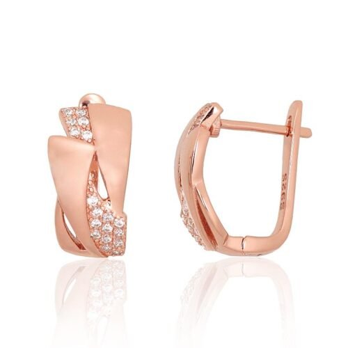 Silver earrings with 'english' lock with Zirkons