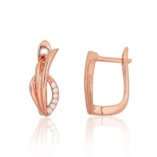 Silver earrings with 'english' lock with Zirkons