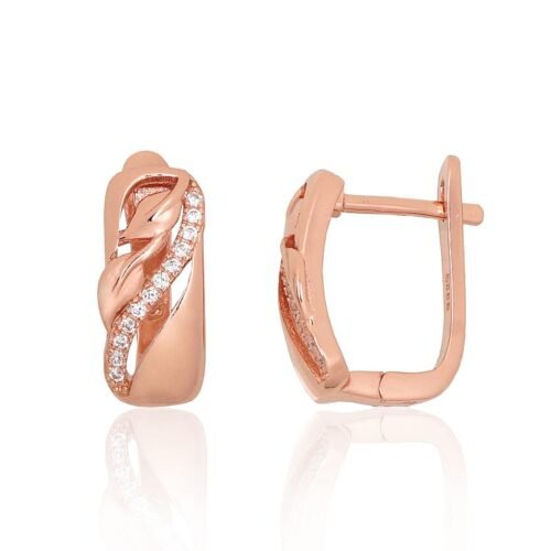 Silver earrings with 'english' lock with Zirkons