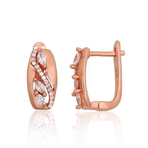 Silver earrings with 'english' lock with Zirkons
