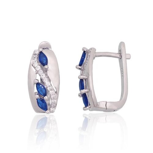 Silver earrings with 'english' lock with Zirkons