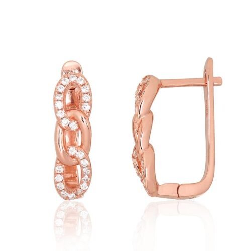 Silver earrings with 'english' lock with Zirkons