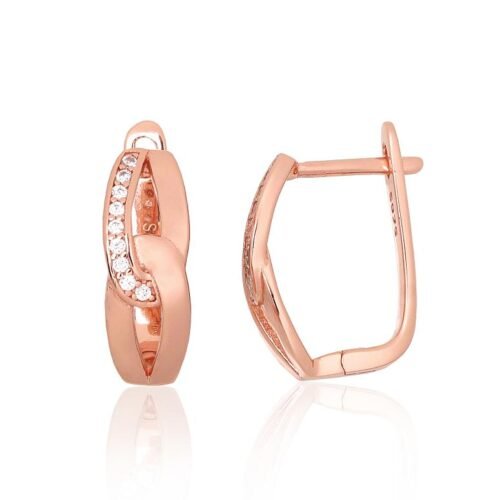 Silver earrings with 'english' lock with Zirkons
