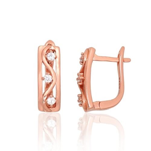 Silver earrings with 'english' lock with Zirkons