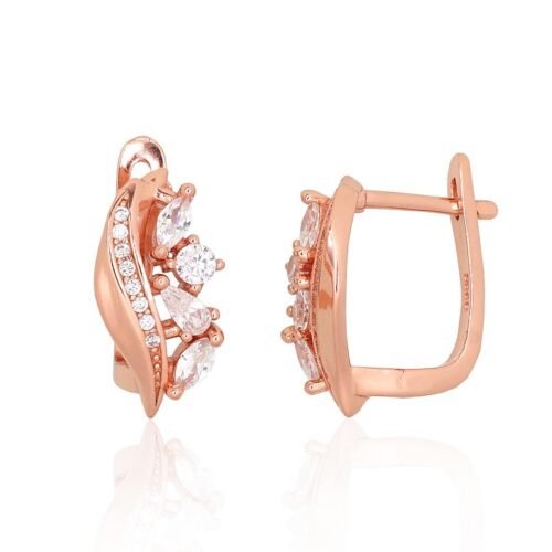 Silver earrings with 'english' lock with Zirkons