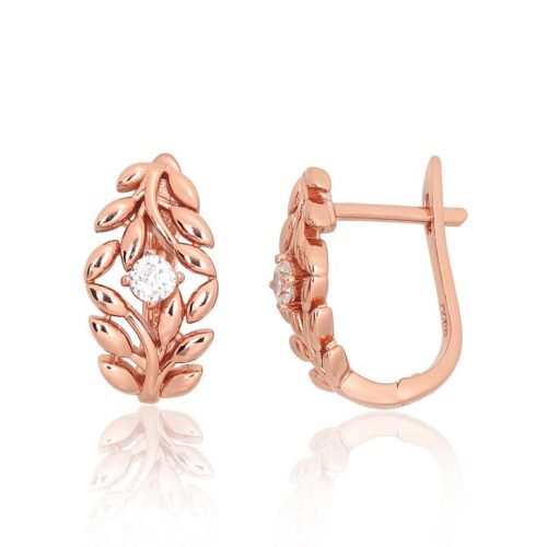 Silver earrings with 'english' lock with Zirkons