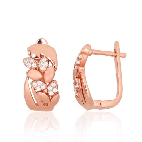 Silver earrings with 'english' lock with Zirkons
