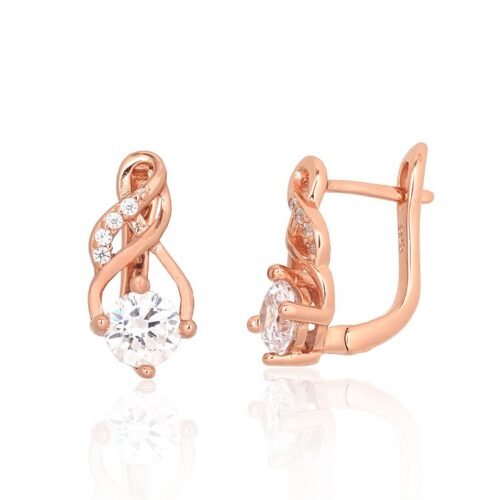Silver earrings with 'english' lock with Zirkons